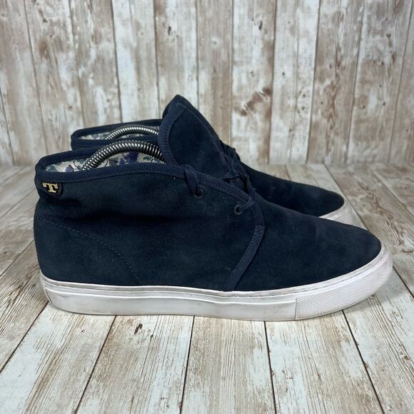 Tory Burch Shoes - TORY BURCH Shoes Navy Blue Suede 'IGGY' High Top Sneaker Boots SZ‎ 10